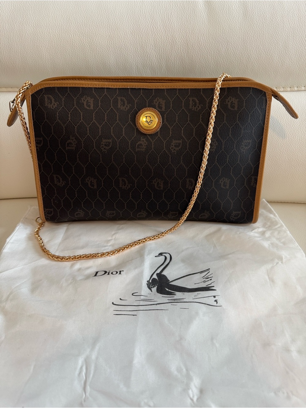 Christian Dior Authentic VTG Honeycomb Clutch Conversion Chain Bag w/Dust Bag